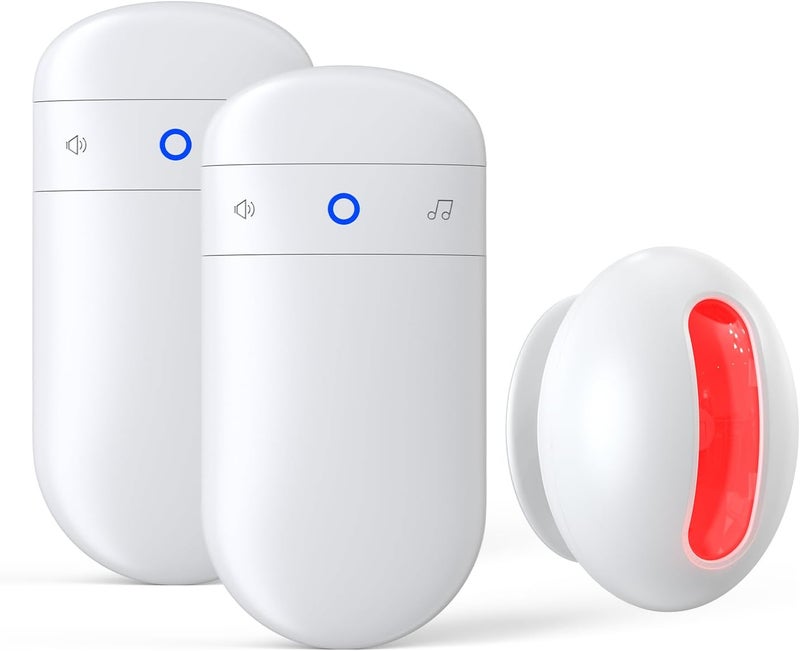 SECRUI Wireless Motion Sensor Doorbell -Indoor Motion Detector Alarm, Door Chime for Business/Store/Office Entrance, Entry Alert Bell with Buzzer, USB/Battery Powered (2 Receiver + 1 Motion Sensor) - Image 1
